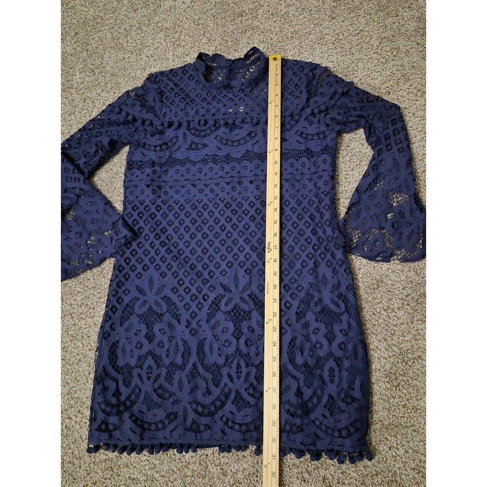 Revolve Tularosa S Matilda Dress Navy Dress Bell Sleeve Tassels Dark Academia - Picture 6 of 6